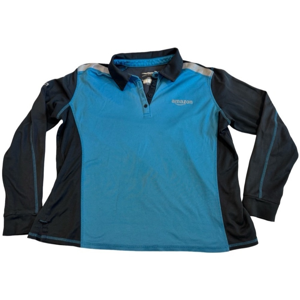 Amazon Luly Yang Womens Active Polo Long Sleeve Blue Grey XL APWLS